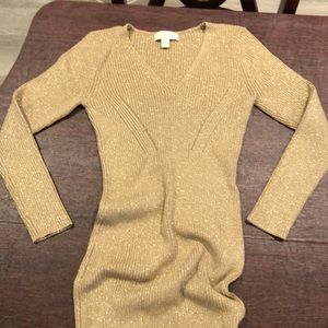 Beautiful long champagne shimmers Michael Kors dress!